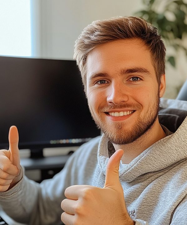 Smiling Young Man in Hoodie